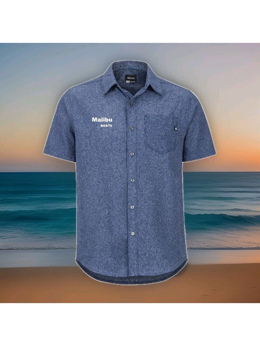 New Marmot Aerobora SS Shirt Men Small Navy Blue AirExchange Hiking MALIBU BOATS